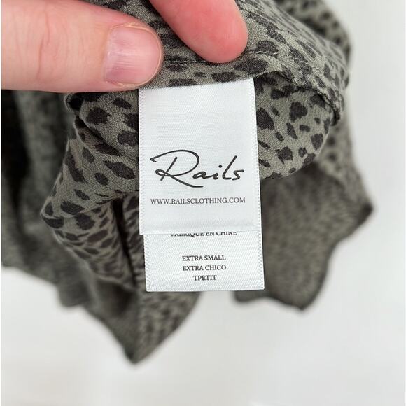 Rails Karla Olive Lynx Smocked Waist Flouncy Tiered Lightweight Mini Dress - XS - Picture 10 of 15